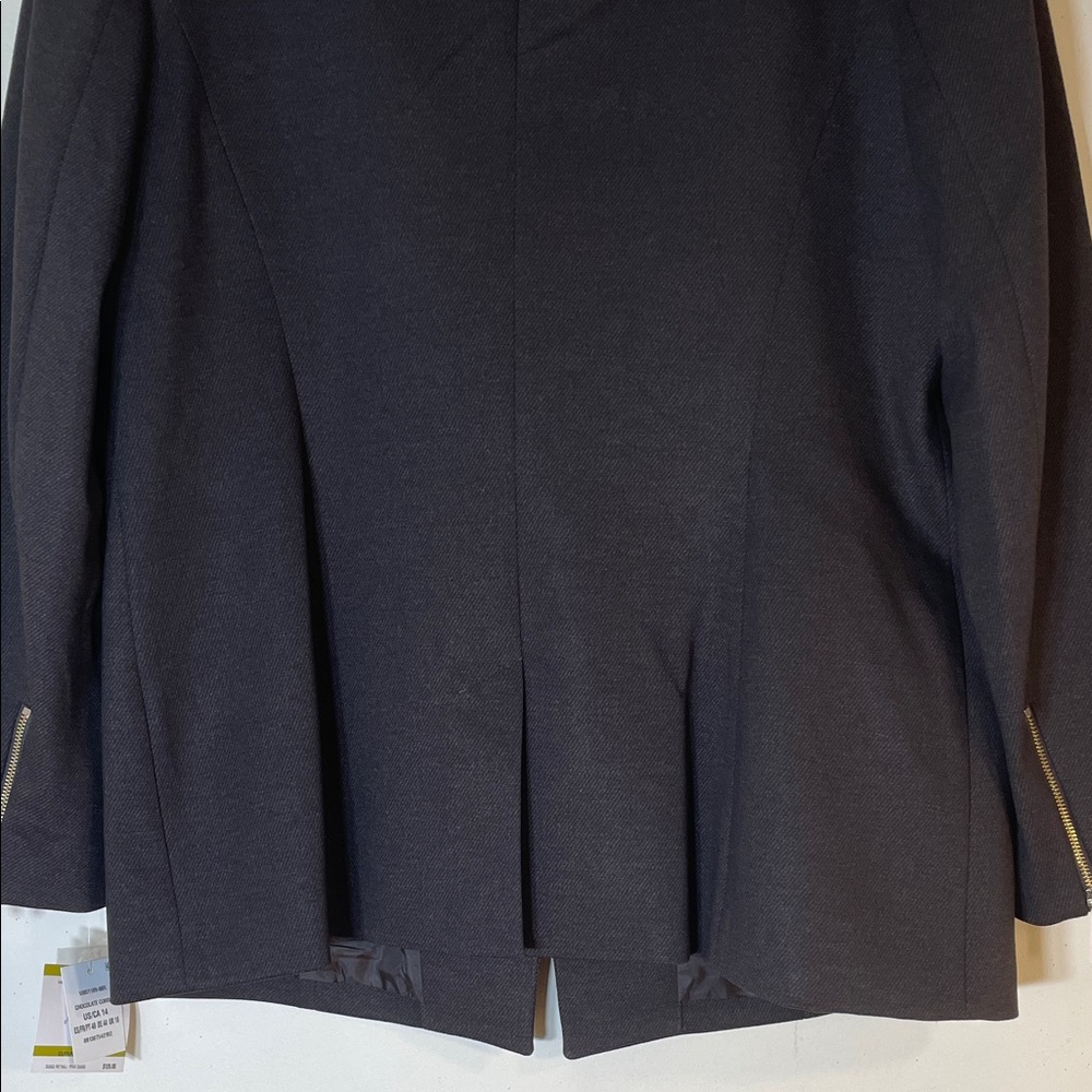 NWT. KASPER Chocolate Combo Classic Single Breast Zipper Cuff Blazer. 14 - Picture 13 of 14